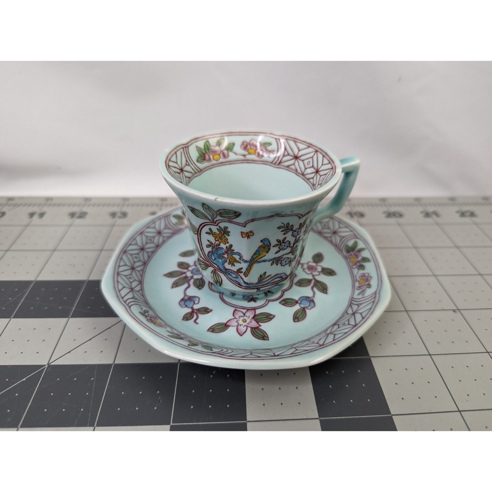 Adams Singapore Bird‎ Turquoise Mini Cup Saucer Lot Wedgewood